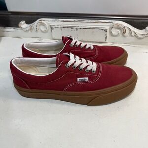 VANS Burgundy Rust Red Lace Up Tie Sneakers Gum Rubber Soles Mens 7 Womens 8.5